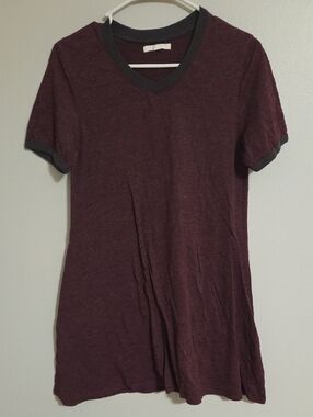 Vans Burgundy V-neck Skater Dress with Charcoal Trim